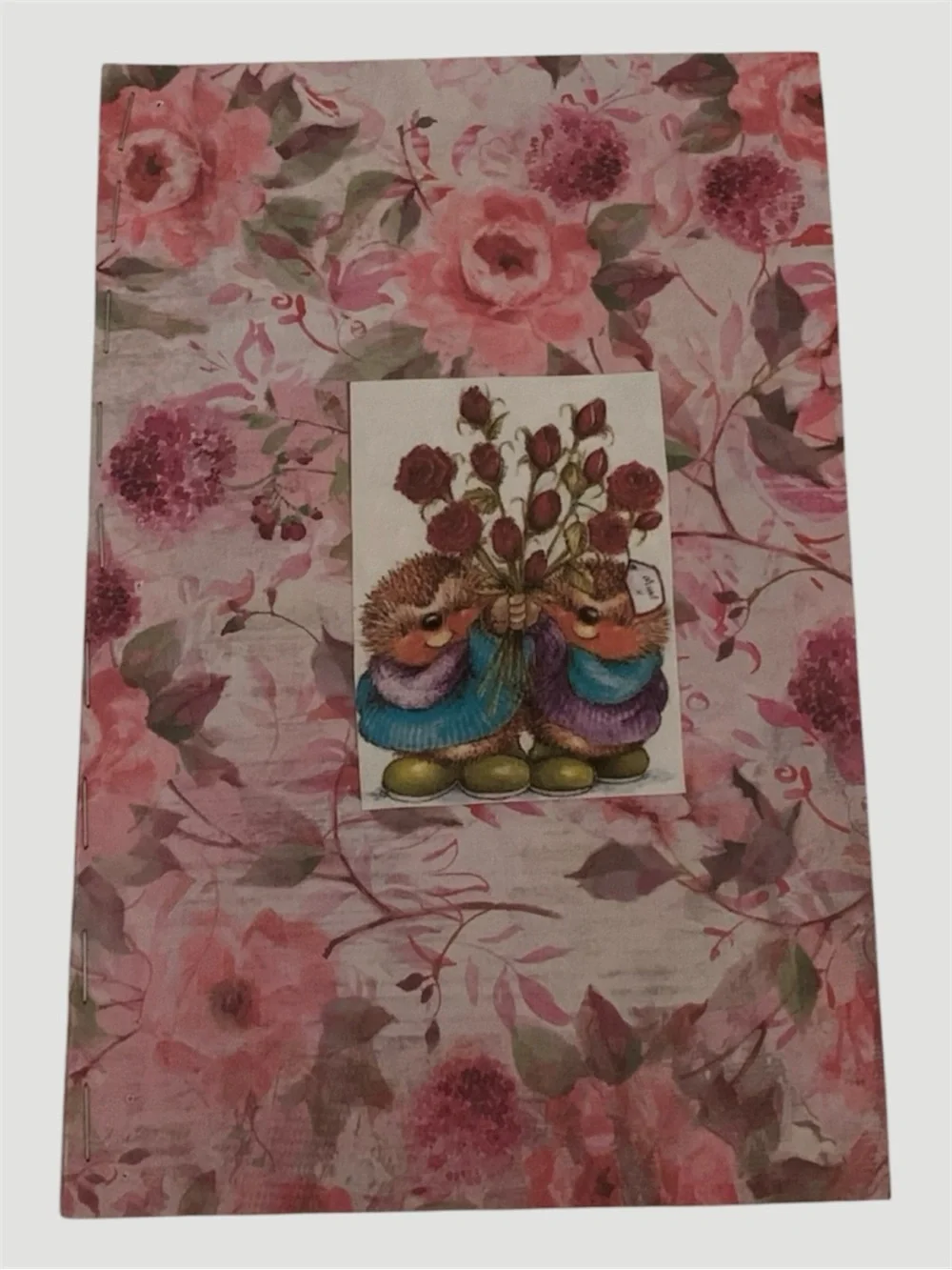 Handmade Floral Notebook Journal with Cute Hedgehog Illustration 1 Set